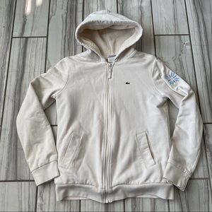 Lacoste zip hoodie/cotton Sherpa lined. EUC